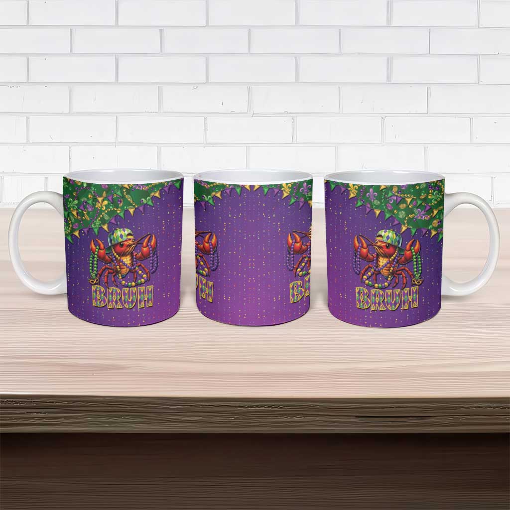 Funny Crawfish Carnival Ceramic Mug It's Mardi Gras Bruh - Wonder Print Shop