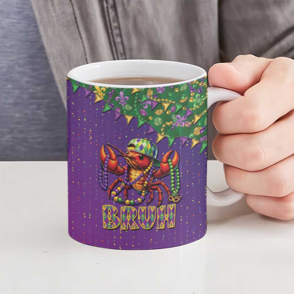 Funny Crawfish Carnival Ceramic Mug It's Mardi Gras Bruh - Wonder Print Shop
