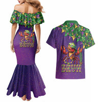 Funny Crawfish Carnival Couples Matching Mermaid Dress and Hawaiian Shirt It's Mardi Gras Bruh - Wonder Print Shop