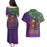 Funny Crawfish Carnival Couples Matching Puletasi and Hawaiian Shirt It's Mardi Gras Bruh - Wonder Print Shop