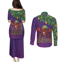 Funny Crawfish Carnival Couples Matching Puletasi and Long Sleeve Button Shirt It's Mardi Gras Bruh - Wonder Print Shop