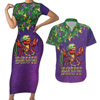 Funny Crawfish Carnival Couples Matching Short Sleeve Bodycon Dress and Hawaiian Shirt It's Mardi Gras Bruh - Wonder Print Shop