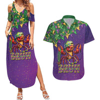 Funny Crawfish Carnival Couples Matching Summer Maxi Dress and Hawaiian Shirt It's Mardi Gras Bruh - Wonder Print Shop