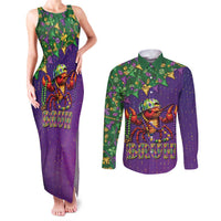 Funny Crawfish Carnival Couples Matching Tank Maxi Dress and Long Sleeve Button Shirt It's Mardi Gras Bruh - Wonder Print Shop