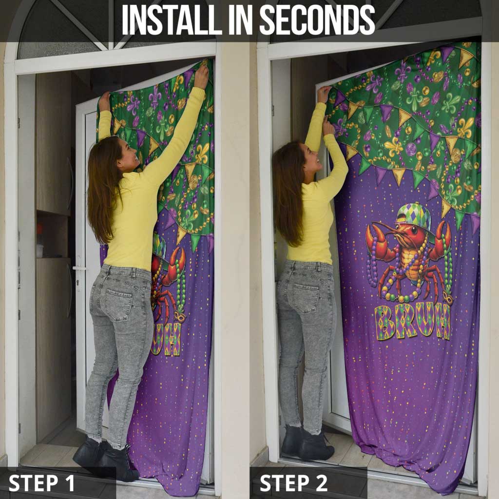 Funny Crawfish Carnival Door Cover It's Mardi Gras Bruh - Wonder Print Shop