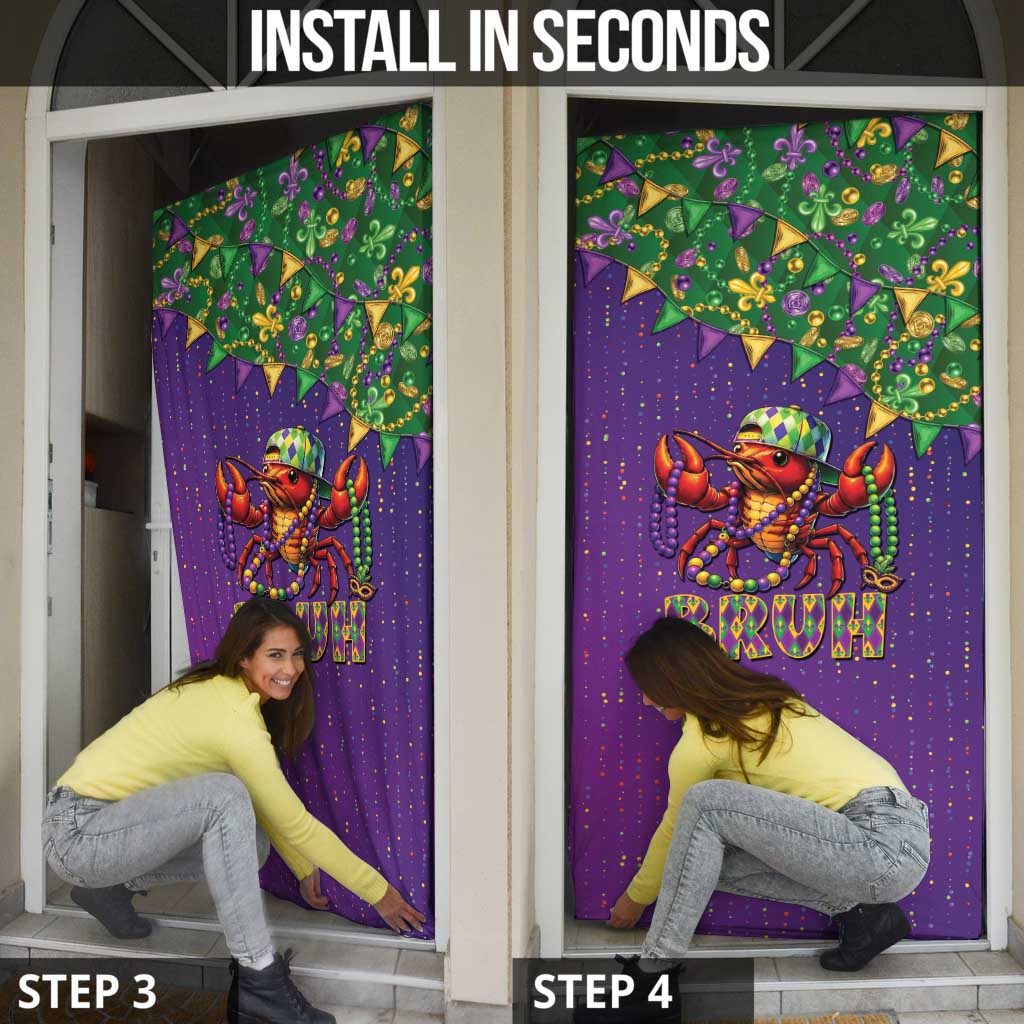 Funny Crawfish Carnival Door Cover It's Mardi Gras Bruh - Wonder Print Shop