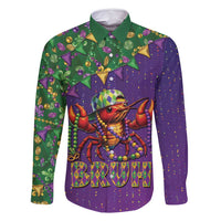 Funny Crawfish Carnival Family Matching Long Sleeve Bodycon Dress and Hawaiian Shirt It's Mardi Gras Bruh - Wonder Print Shop