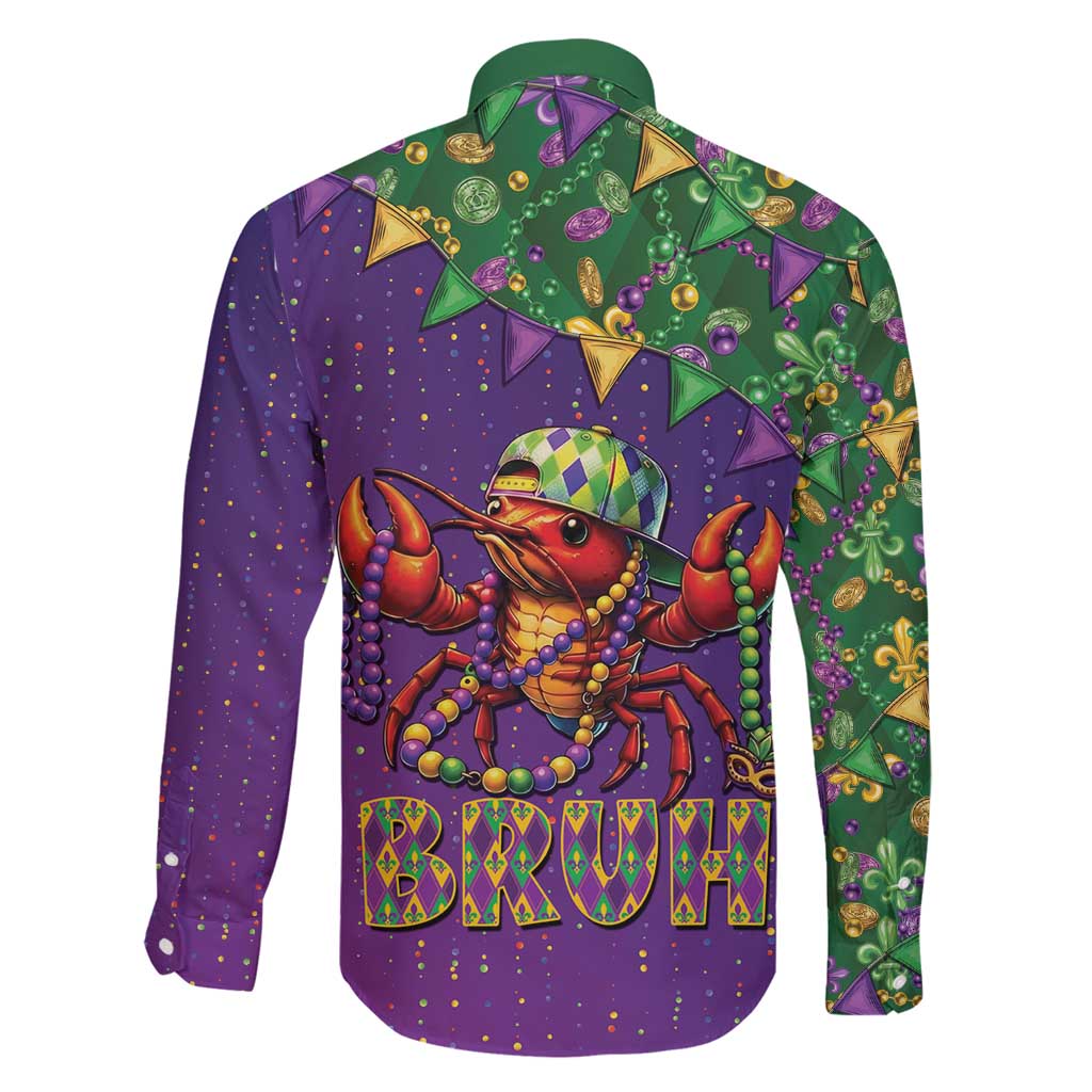 Funny Crawfish Carnival Family Matching Long Sleeve Bodycon Dress and Hawaiian Shirt It's Mardi Gras Bruh - Wonder Print Shop