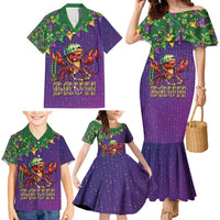 Funny Crawfish Carnival Family Matching Mermaid Dress and Hawaiian Shirt It's Mardi Gras Bruh - Wonder Print Shop