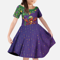 Funny Crawfish Carnival Family Matching Off The Shoulder Long Sleeve Dress and Hawaiian Shirt It's Mardi Gras Bruh - Wonder Print Shop