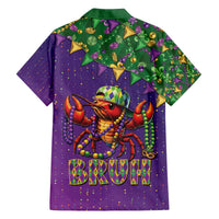 Funny Crawfish Carnival Family Matching Off The Shoulder Long Sleeve Dress and Hawaiian Shirt It's Mardi Gras Bruh - Wonder Print Shop