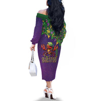 Funny Crawfish Carnival Family Matching Off The Shoulder Long Sleeve Dress and Hawaiian Shirt It's Mardi Gras Bruh - Wonder Print Shop