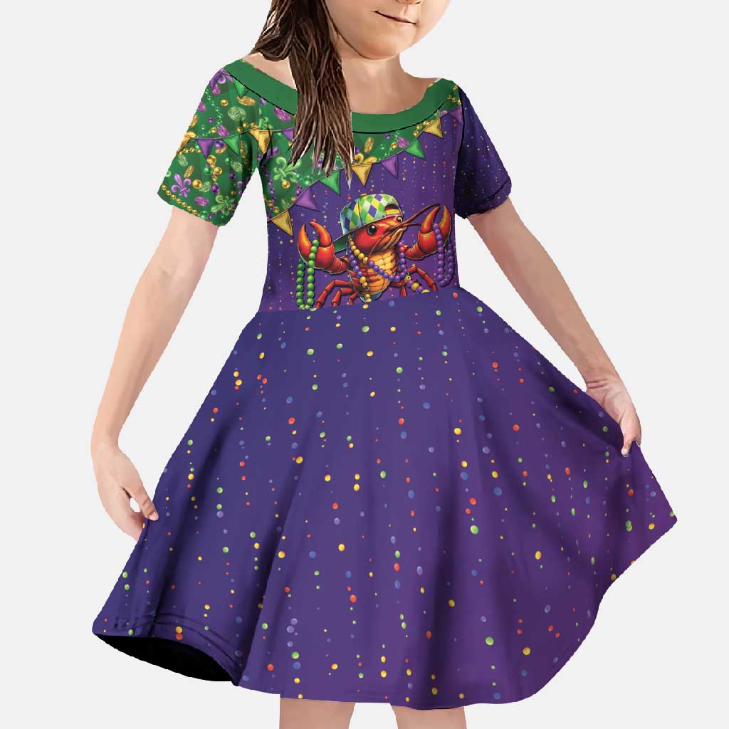 Funny Crawfish Carnival Family Matching Off Shoulder Maxi Dress and Hawaiian Shirt It's Mardi Gras Bruh - Wonder Print Shop