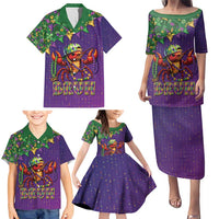 Funny Crawfish Carnival Family Matching Puletasi and Hawaiian Shirt It's Mardi Gras Bruh - Wonder Print Shop