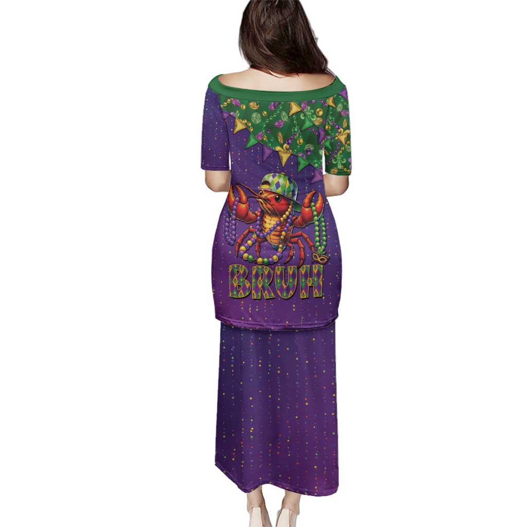 Funny Crawfish Carnival Family Matching Puletasi and Hawaiian Shirt It's Mardi Gras Bruh - Wonder Print Shop