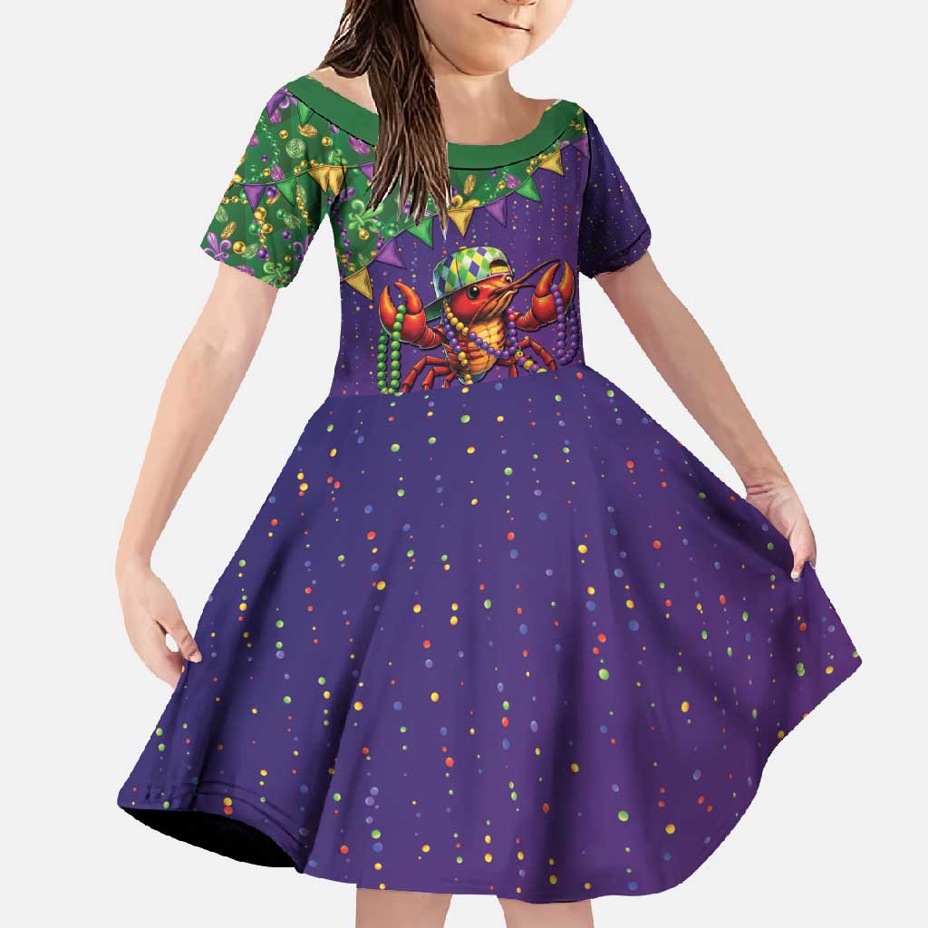 Funny Crawfish Carnival Family Matching Summer Maxi Dress and Hawaiian Shirt It's Mardi Gras Bruh - Wonder Print Shop