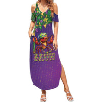 Funny Crawfish Carnival Family Matching Summer Maxi Dress and Hawaiian Shirt It's Mardi Gras Bruh - Wonder Print Shop