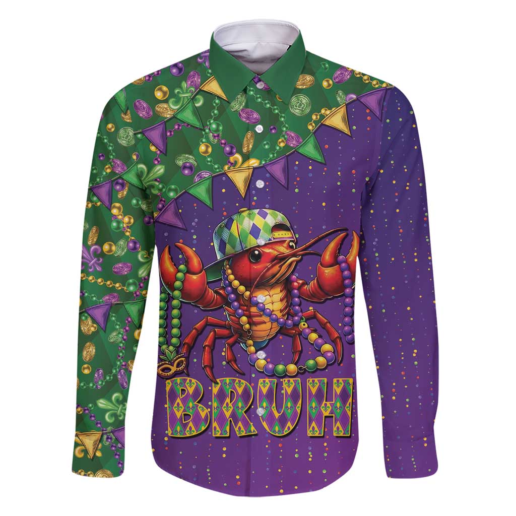 Funny Crawfish Carnival Family Matching Tank Maxi Dress and Hawaiian Shirt It's Mardi Gras Bruh - Wonder Print Shop
