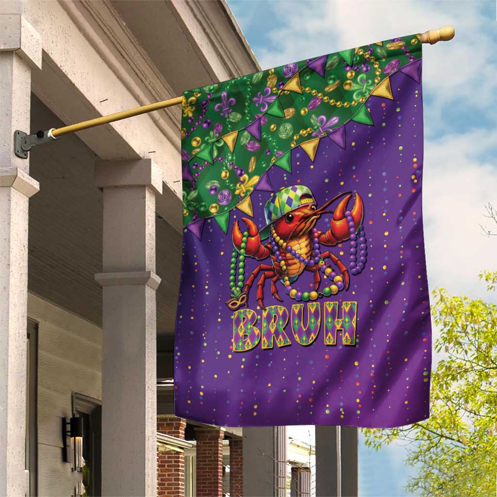 Funny Crawfish Carnival Garden Flag It's Mardi Gras Bruh - Wonder Print Shop