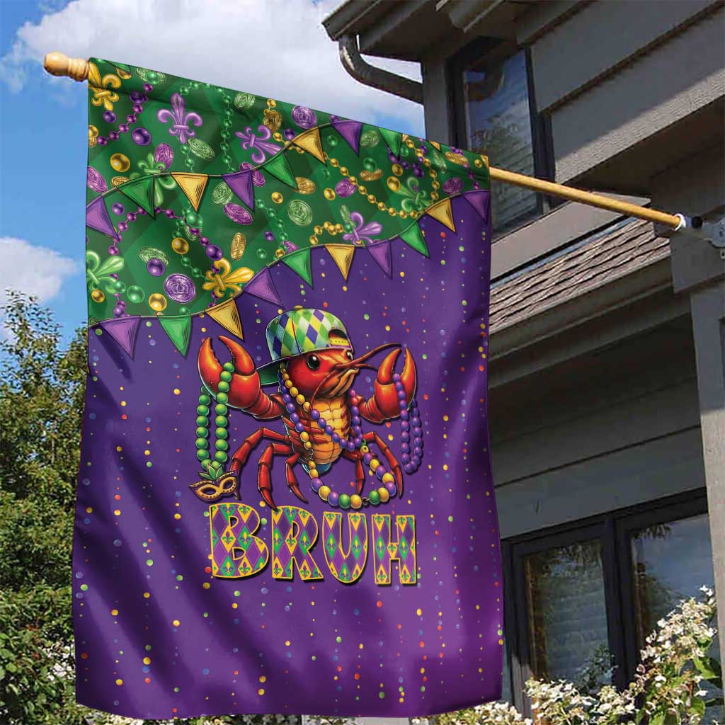 Funny Crawfish Carnival Garden Flag It's Mardi Gras Bruh - Wonder Print Shop