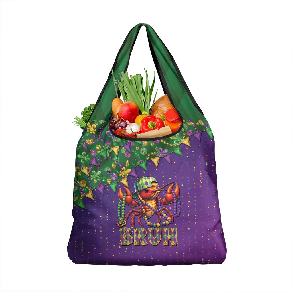 Funny Crawfish Carnival Grocery Bag It's Mardi Gras Bruh - Wonder Print Shop