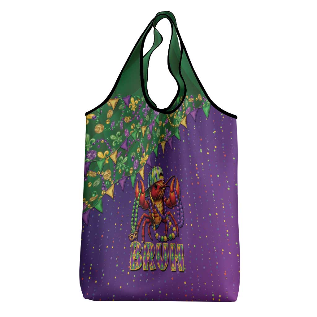 Funny Crawfish Carnival Grocery Bag It's Mardi Gras Bruh - Wonder Print Shop