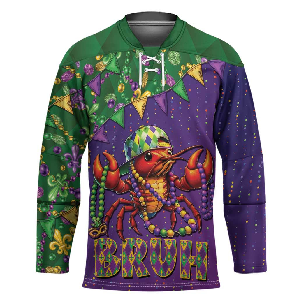 Funny Crawfish Carnival Hockey Jersey It's Mardi Gras Bruh - Wonder Print Shop