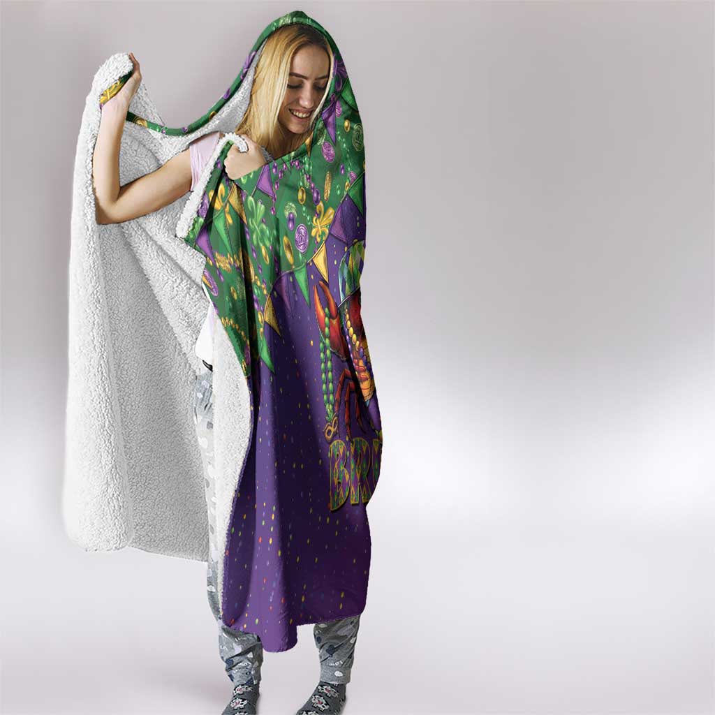 Funny Crawfish Carnival Hooded Blanket It's Mardi Gras Bruh - Wonder Print Shop