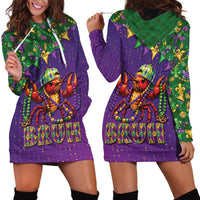 Funny Crawfish Carnival Hoodie Dress It's Mardi Gras Bruh - Wonder Print Shop