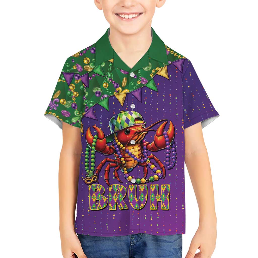 Funny Crawfish Carnival Kid Hawaiian Shirt It's Mardi Gras Bruh - Wonder Print Shop