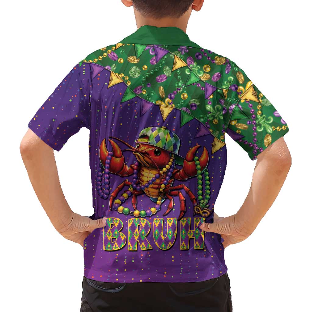 Funny Crawfish Carnival Kid Hawaiian Shirt It's Mardi Gras Bruh - Wonder Print Shop