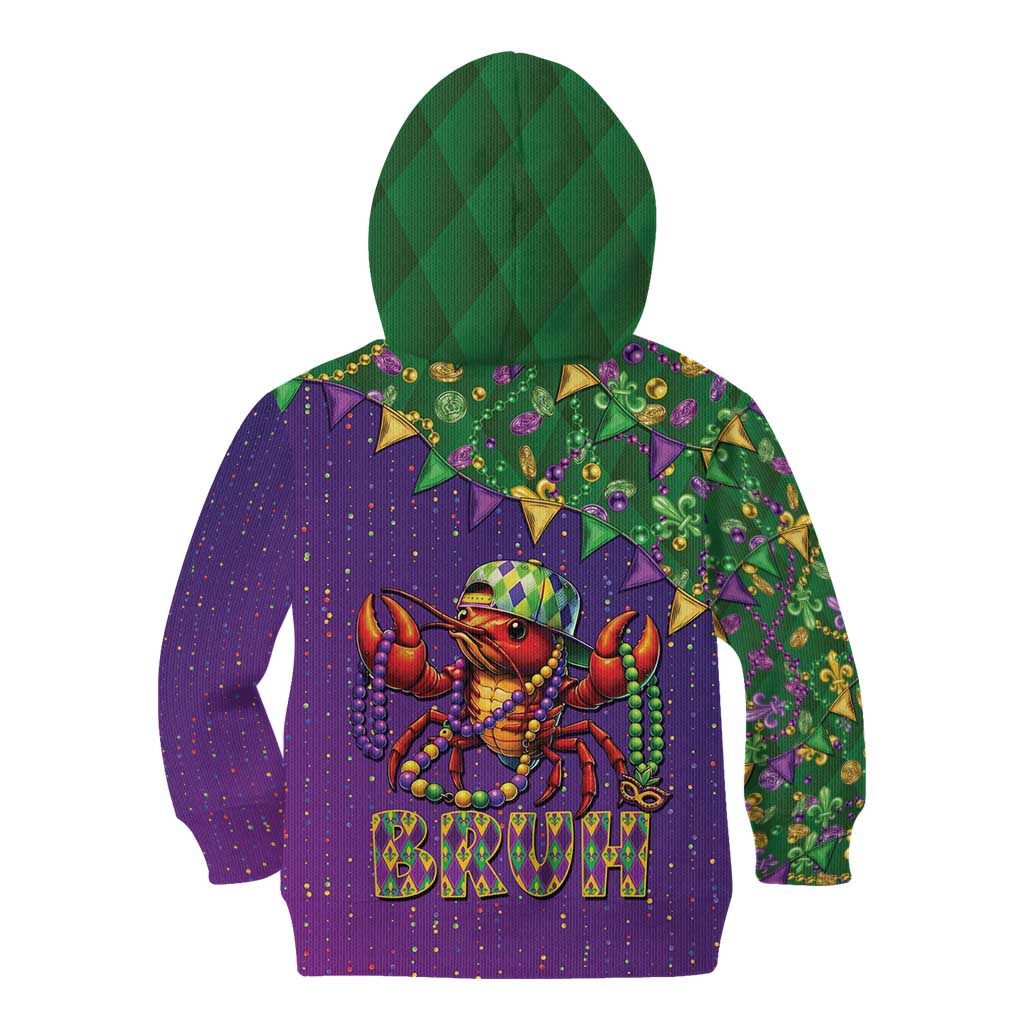 Funny Crawfish Carnival Kid Hoodie It's Mardi Gras Bruh - Wonder Print Shop