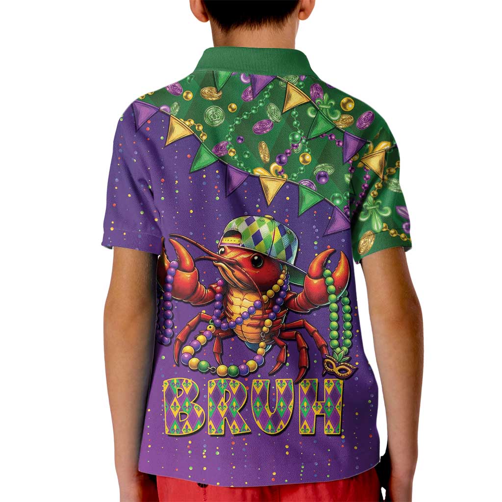 Funny Crawfish Carnival Kid Polo Shirt It's Mardi Gras Bruh - Wonder Print Shop