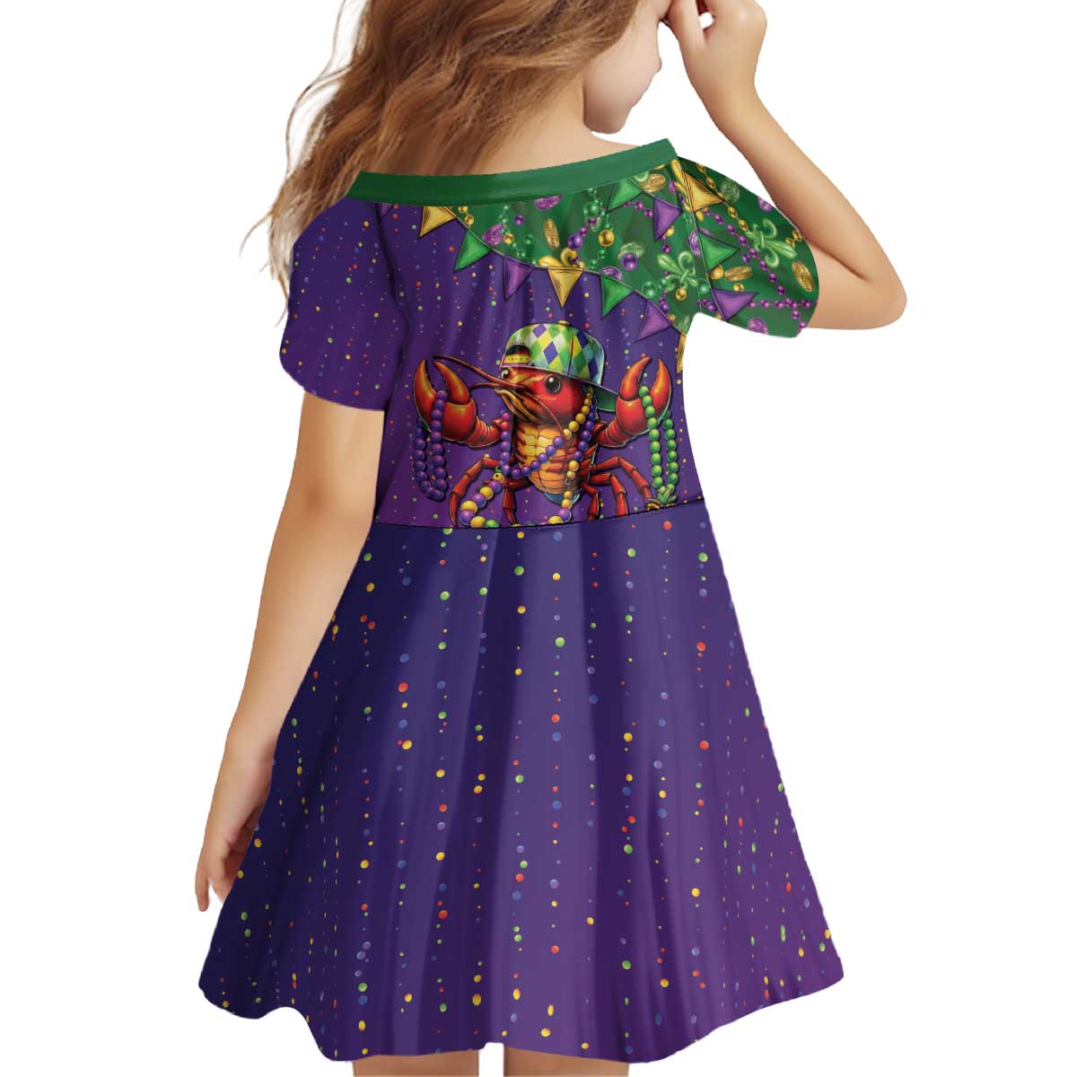 Funny Crawfish Carnival Kid Short Sleeve Dress It's Mardi Gras Bruh - Wonder Print Shop