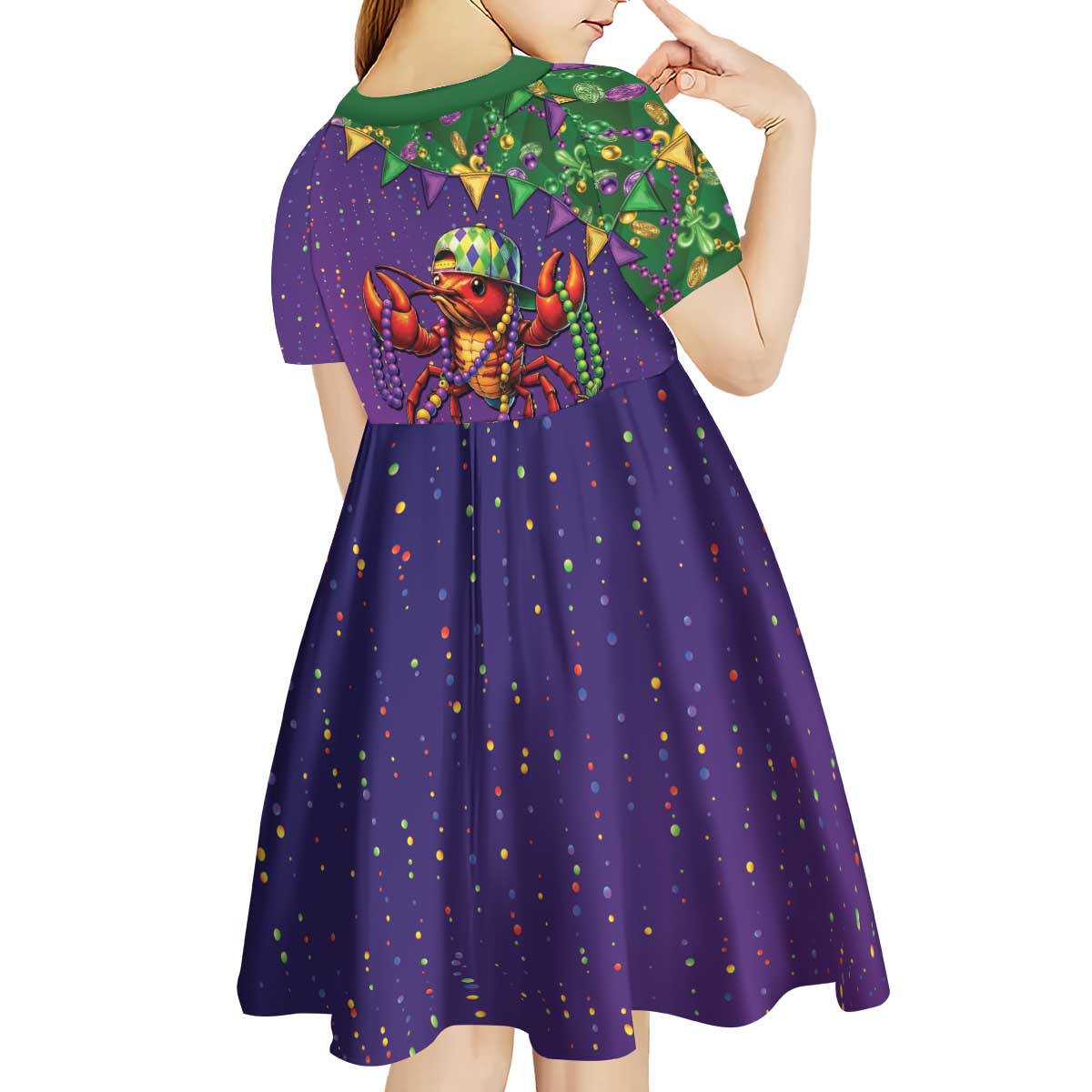 Funny Crawfish Carnival Kid Short Sleeve Dress It's Mardi Gras Bruh - Wonder Print Shop