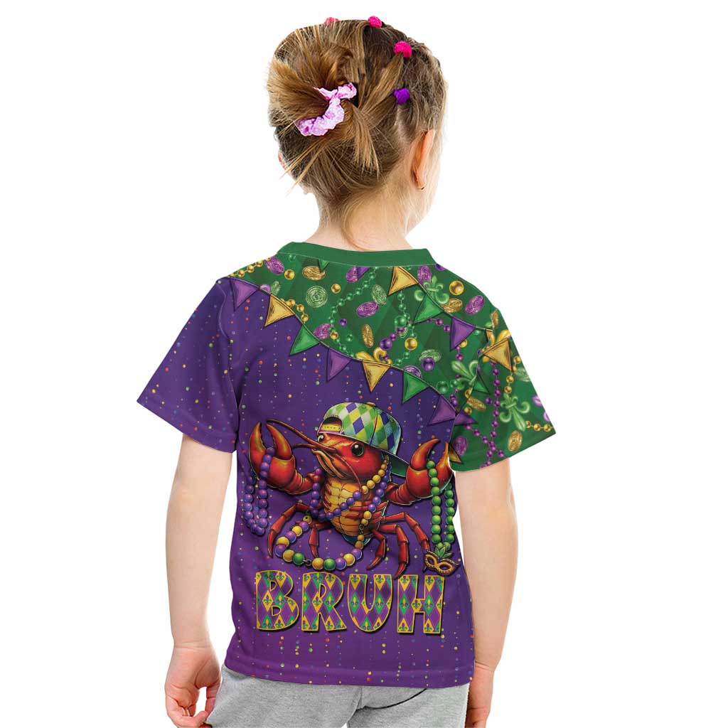 Funny Crawfish Carnival Kid T Shirt It's Mardi Gras Bruh - Wonder Print Shop