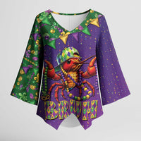 Funny Crawfish Carnival Kimono Sleeve Blouse It's Mardi Gras Bruh - Wonder Print Shop