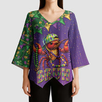 Funny Crawfish Carnival Kimono Sleeve Blouse It's Mardi Gras Bruh - Wonder Print Shop