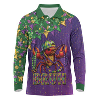 Funny Crawfish Carnival Long Sleeve Polo Shirt It's Mardi Gras Bruh - Wonder Print Shop