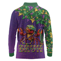 Funny Crawfish Carnival Long Sleeve Polo Shirt It's Mardi Gras Bruh - Wonder Print Shop