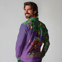 Funny Crawfish Carnival Long Sleeve Polo Shirt It's Mardi Gras Bruh - Wonder Print Shop