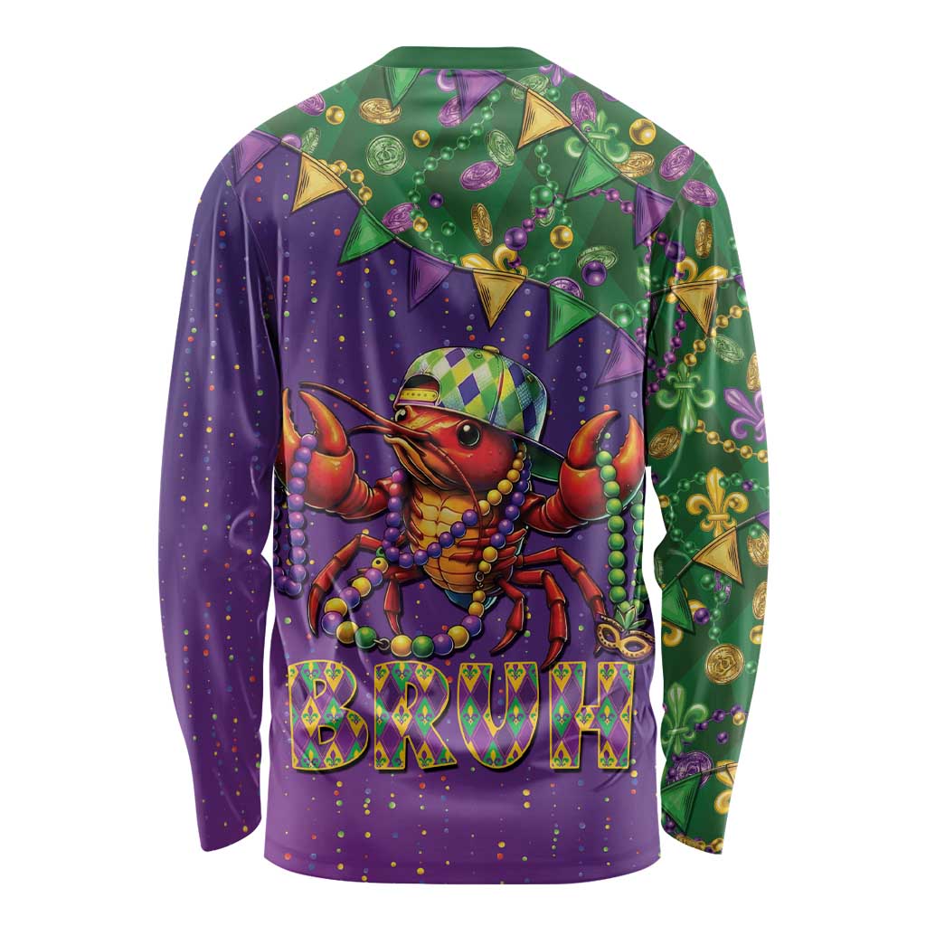 Funny Crawfish Carnival Long Sleeve Shirt It's Mardi Gras Bruh - Wonder Print Shop