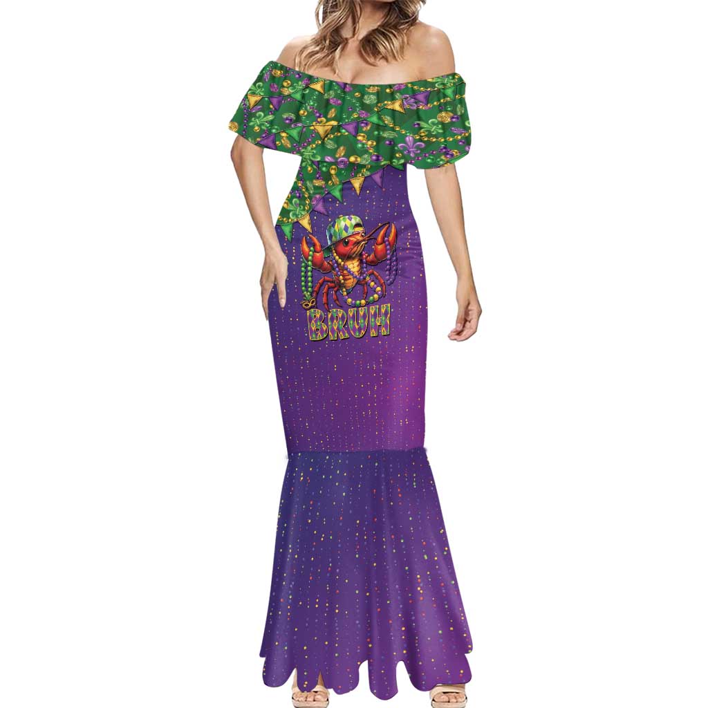 Funny Crawfish Carnival Mermaid Dress It's Mardi Gras Bruh - Wonder Print Shop