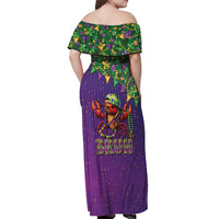 Funny Crawfish Carnival Off Shoulder Maxi Dress It's Mardi Gras Bruh - Wonder Print Shop