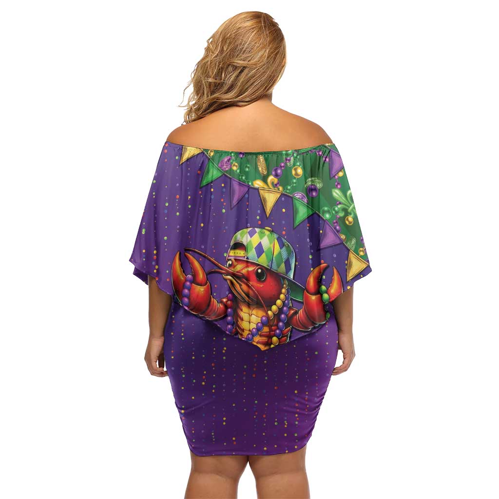 Funny Crawfish Carnival Off Shoulder Short Dress It's Mardi Gras Bruh - Wonder Print Shop