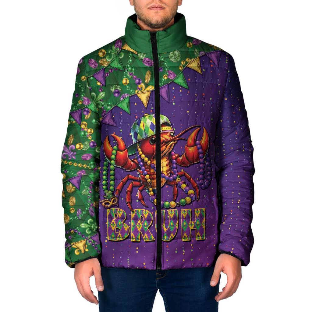 Funny Crawfish Carnival Padded Jacket It's Mardi Gras Bruh - Wonder Print Shop