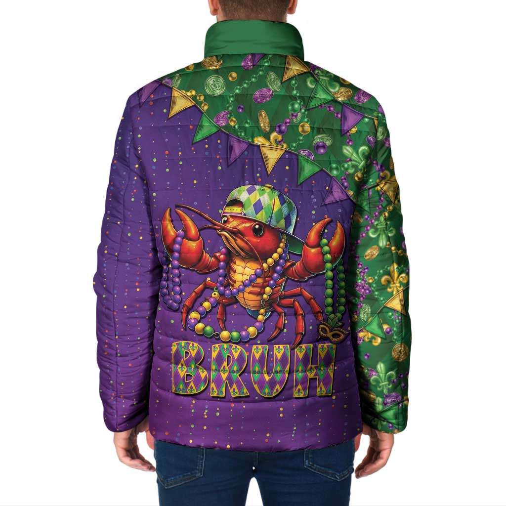 Funny Crawfish Carnival Padded Jacket It's Mardi Gras Bruh - Wonder Print Shop
