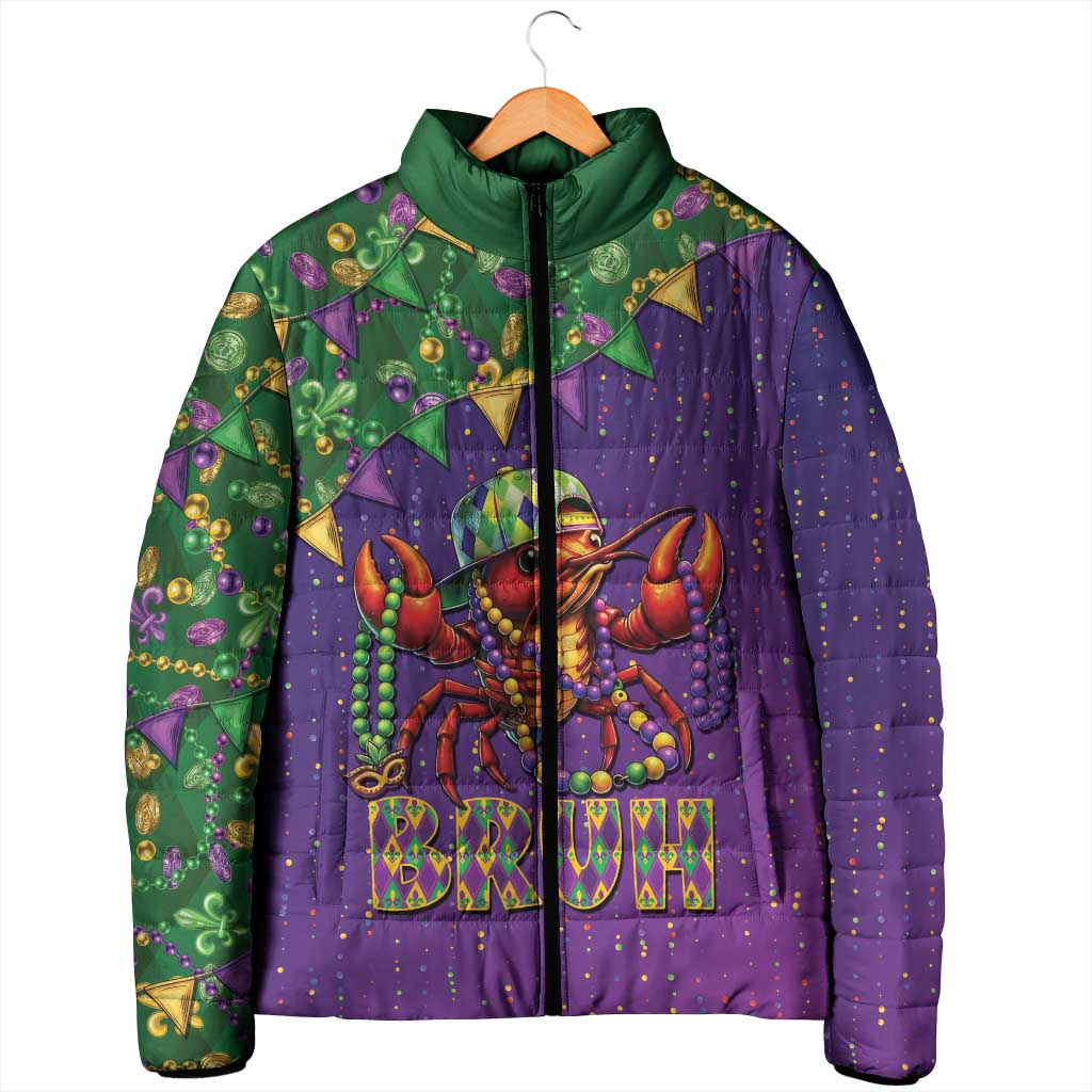 Funny Crawfish Carnival Padded Jacket It's Mardi Gras Bruh - Wonder Print Shop