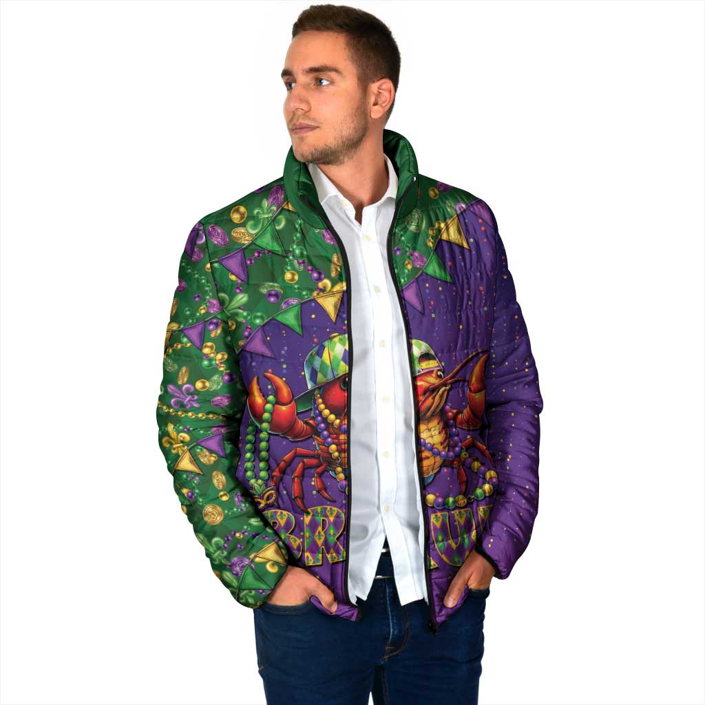 Funny Crawfish Carnival Padded Jacket It's Mardi Gras Bruh - Wonder Print Shop