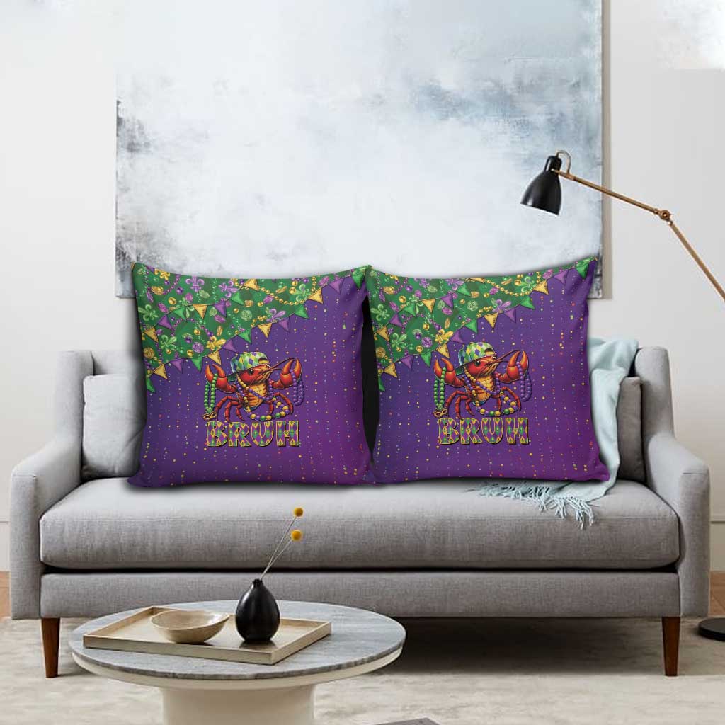 Funny Crawfish Carnival Pillow Cover It's Mardi Gras Bruh - Wonder Print Shop